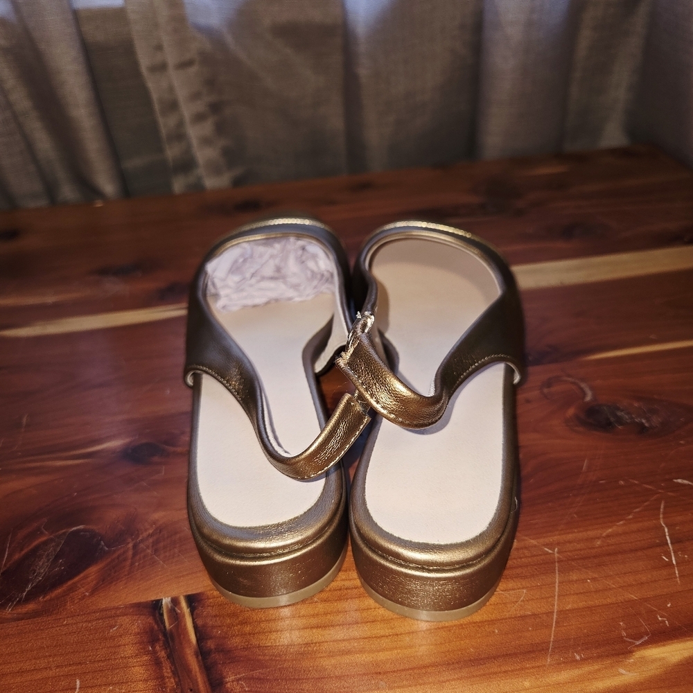 gold toe and bronze sling back dress shoes size 39 (us 8) NEW - Picture 3 of 7